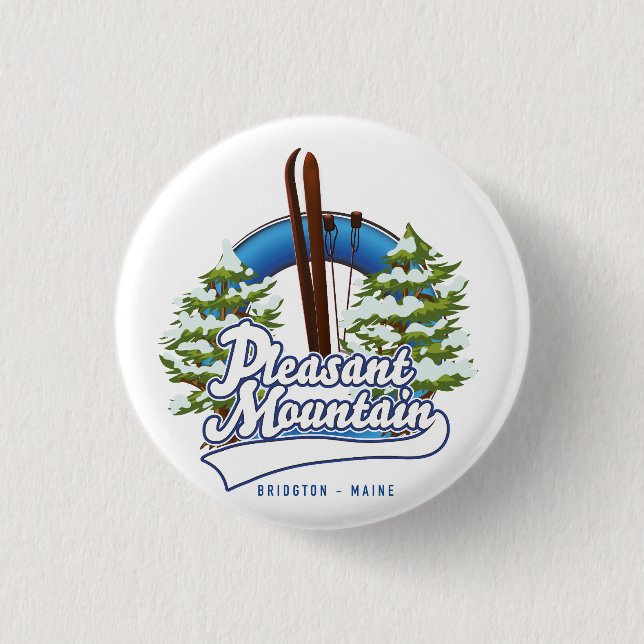 Pleasant Mountain Ski Bridgton logo. 3 Cm Round Badge (Front)