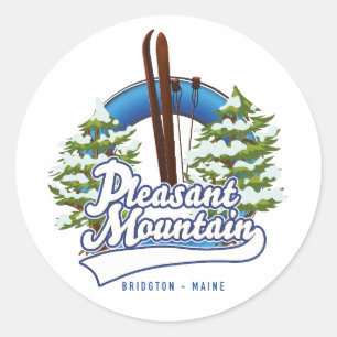 Pleasant Mountain Ski Bridgton logo. Classic Round Sticker