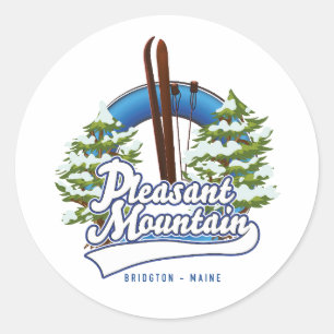 Pleasant Mountain Ski Bridgton logo. Classic Round Sticker