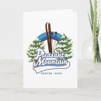 Pleasant Mountain Ski Bridgton logo. Holiday Card