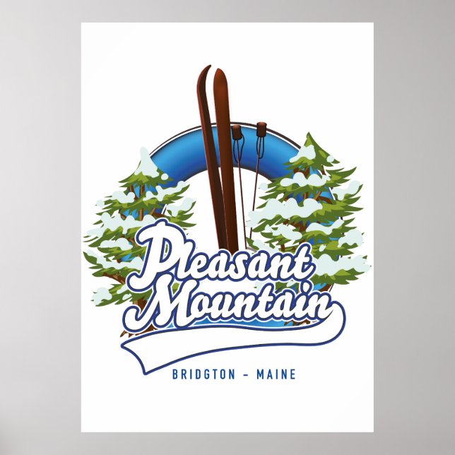 Pleasant Mountain Ski Bridgton logo. Poster (Front)