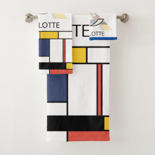 Pleasant Neoplasticism Art Monogram. Letter C Bath Towel Set