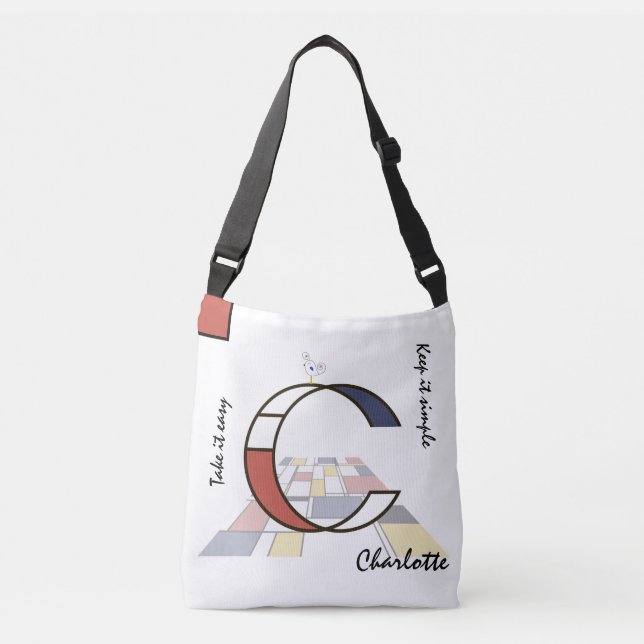 Pleasant Neoplasticism Art Monogram. Letter C Crossbody Bag (Front)