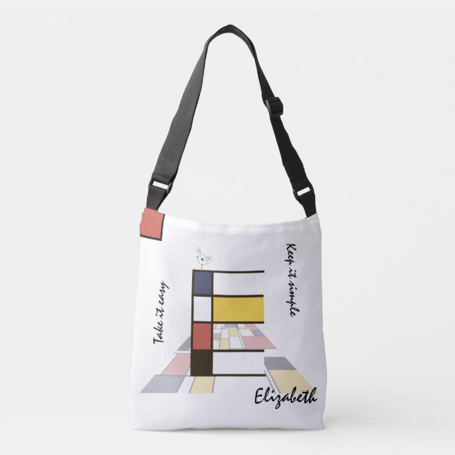 Pleasant Neoplasticism Art Monogram. Letter E Crossbody Bag (Front)