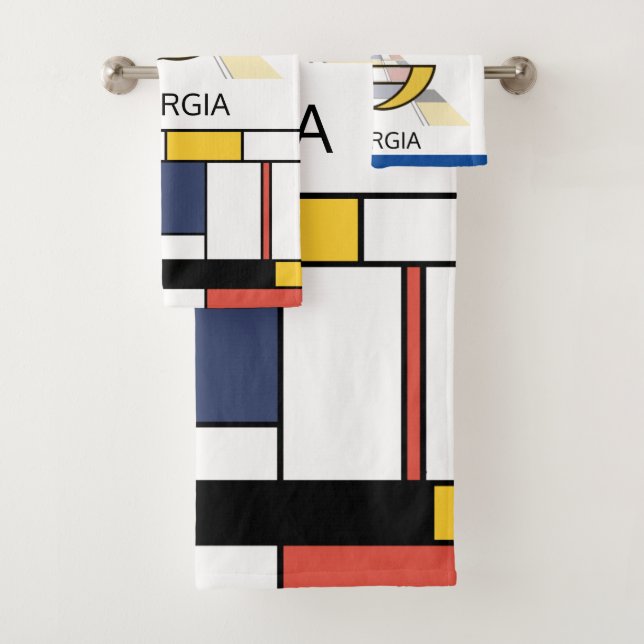 Pleasant Neoplasticism Art Monogram. Letter G Bath Towel Set (Insitu)