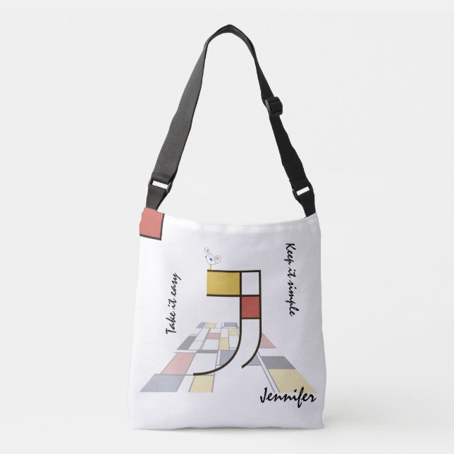 Pleasant Neoplasticism Art Monogram. Letter J Crossbody Bag (Front)
