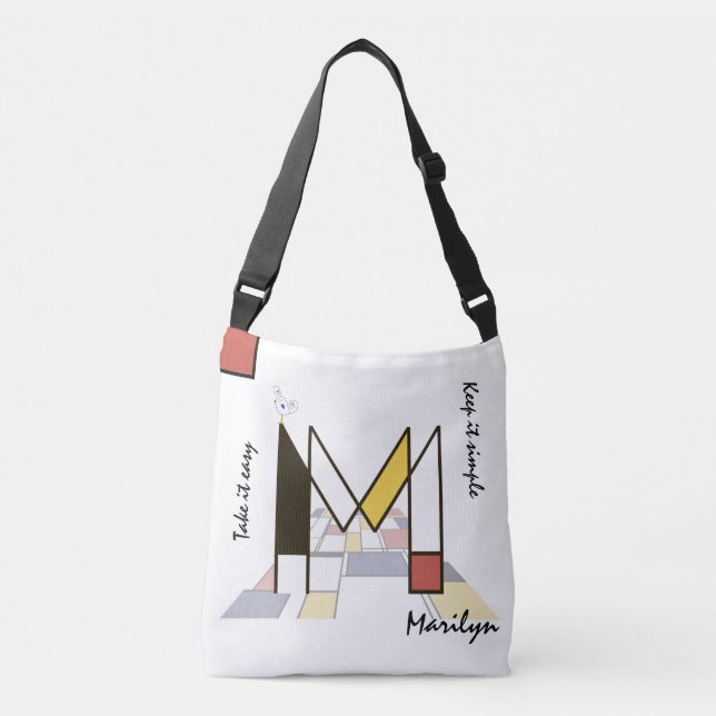 Pleasant Neoplasticism Art Monogram. Letter M Crossbody Bag (Front)