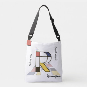 Pleasant Neoplasticism Art Monogram. Letter R Crossbody Bag
