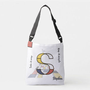 Pleasant Neoplasticism Art Monogram. Letter S Crossbody Bag