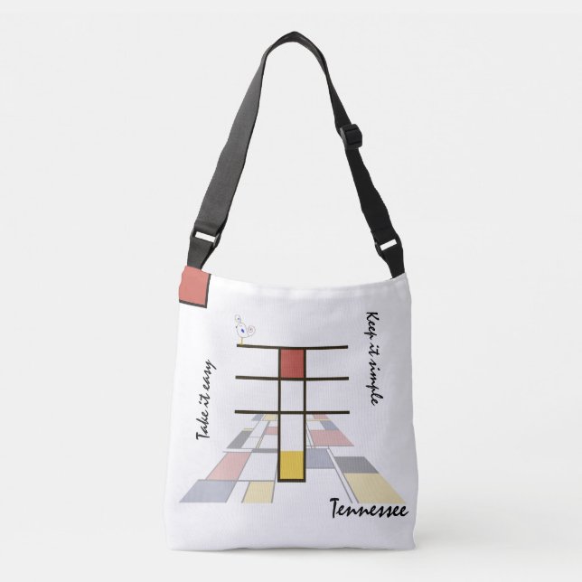Pleasant Neoplasticism Art Monogram. Letter T Crossbody Bag (Front)