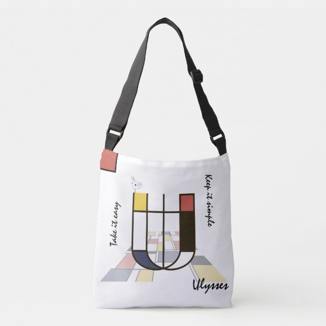 Pleasant Neoplasticism Art Monogram. Letter U Crossbody Bag (Front)