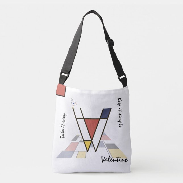 Pleasant Neoplasticism Art Monogram. Letter V Crossbody Bag (Front)