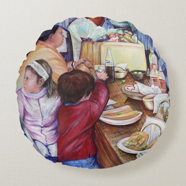 Pleasant Picnic, Mexico Round Cushion (Front)