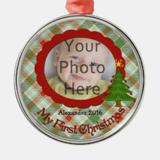 Pleasant Plaid Baby's First Christmas Ornament