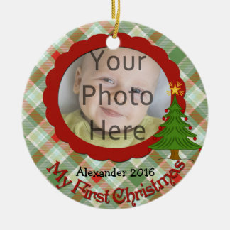 Pleasant Plaid Baby's First Christmas Ornament