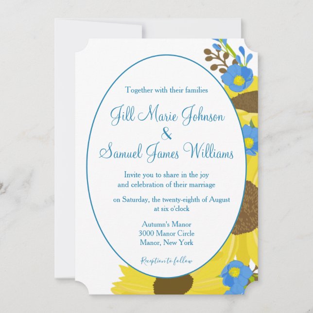 Pleasant Sunflower Beauty Wedding Invitation (Front)