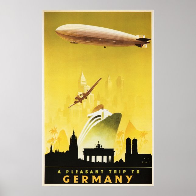 Pleasant Trip To GERMANY Vintage Travel Poster Ad (Front)