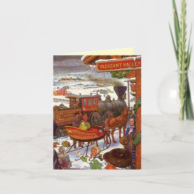 Pleasant Valley Train Sta Christmas Holiday Card (Front)