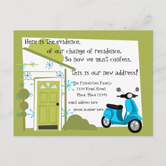 Pleasant View with a Scooter! Announcement Postcard (Front)