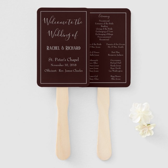 Pleasant Wedding Program Hand Fan (Front and Back)