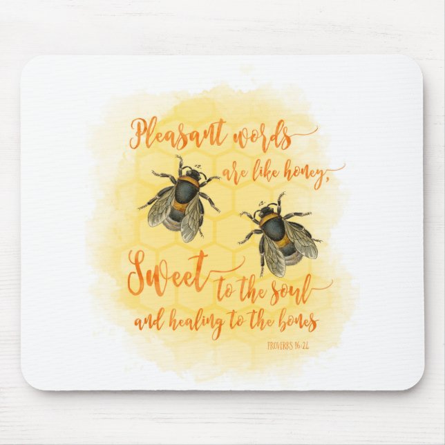 Pleasant words bee Bible Quote Mouse Mat (Front)