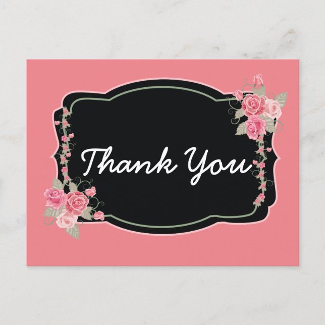 Pleasantly Pink and Black Thank you Postcard (Front)