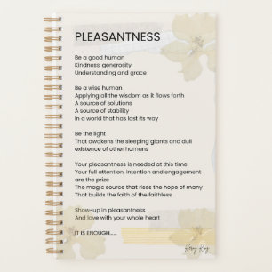 Pleasantness Inspirational Poem Written Word Planner