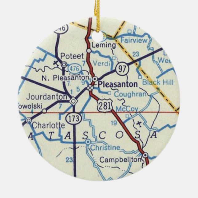 Pleasanton Texas Christmas Ornament (Back)