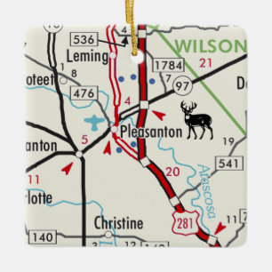 Pleasanton TX Vintage Map Ceramic Ornament