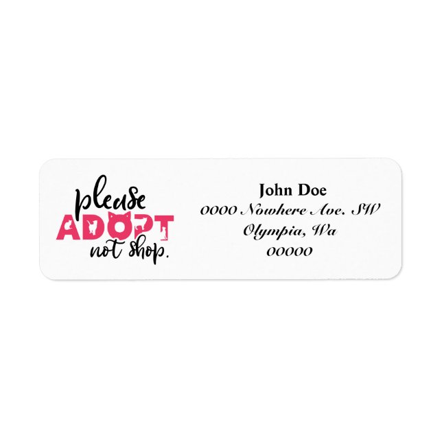 Please Adopt Not Shop Pet Rescue Address Labels (Front)