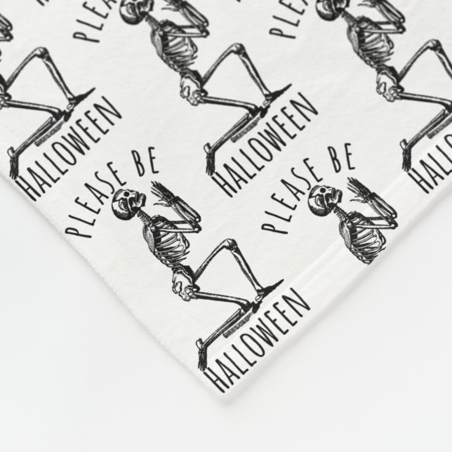 Please Be Halloween Spooky Season Skeleton Bones Fleece Blanket (Corner)