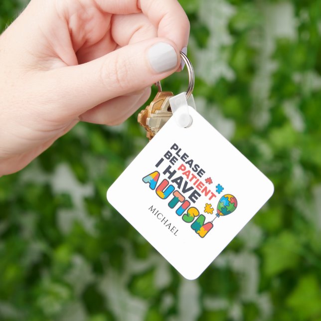 Please Be Patient Autism Awareness Return Address Key Ring (Hand)