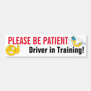 Please Be Patient, Driver in Training Emoji Bumper Sticker