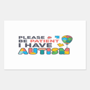 Please Be Patient I Have Autism Multicolor Puzzles Rectangular Sticker