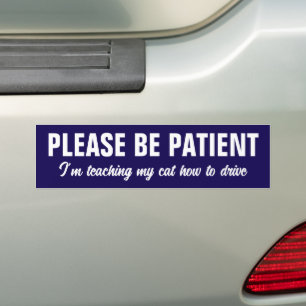 Please Be Patient,I'm Teaching My Cat How to Drive Bumper Sticker