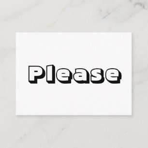 Please, bold modern black white card