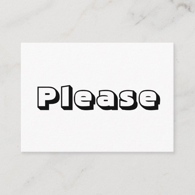 Please, bold modern black white card (Front)