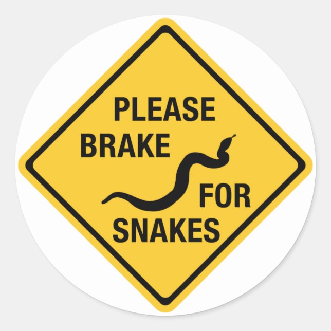 Please Brake For Snakes, Traffic Sign, Canada Classic Round Sticker (Front)
