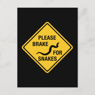Please Brake For Snakes, Traffic Sign, Canada Postcard