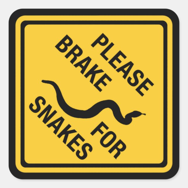 Please Brake For Snakes, Traffic Sign, Canada Square Sticker (Front)