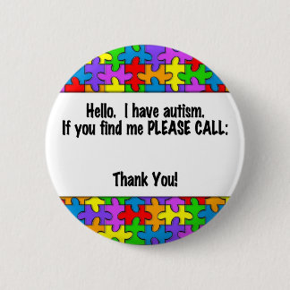 Please Call Autism ID Tag 6 Cm Round Badge