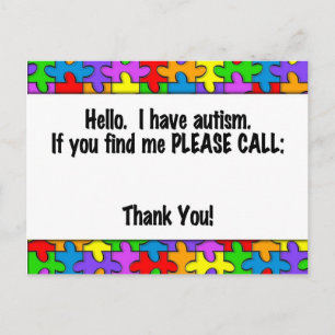 Please Call Autism ID Tag Postcard