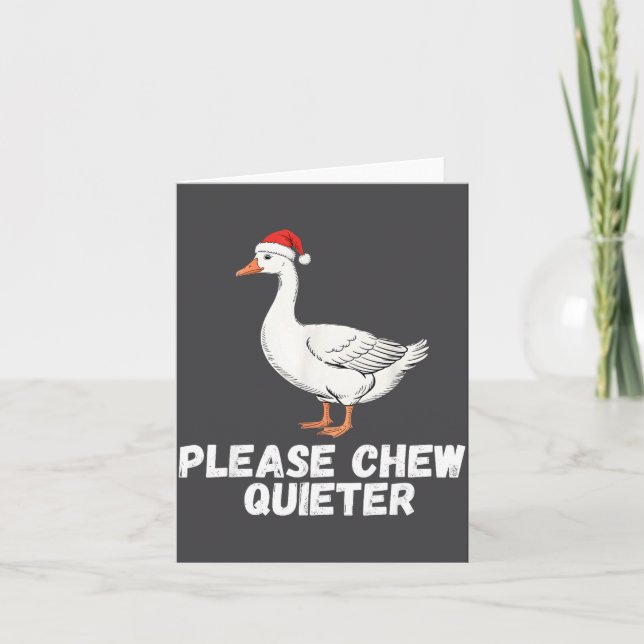 Please Chew Quieter Funny Vintage Christmas Goose  Card (Front)