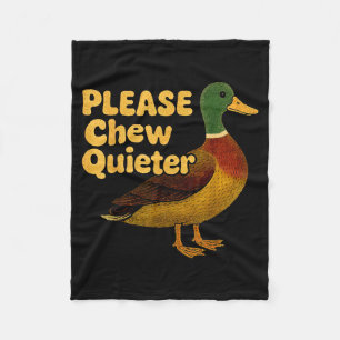 Please Chew Quieter Sarcastic Animal Quote Quirky Fleece Blanket