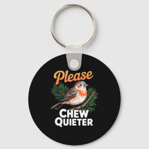 Please Chew Quieter Vintage Bird Groovy Design Key Ring