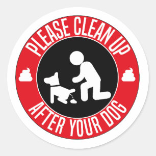 please clean after your dog classic round sticker