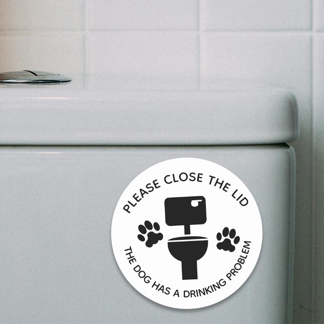 Please close the Lid Dog Funny Toilet  Classic Round Sticker (Creator Uploaded)