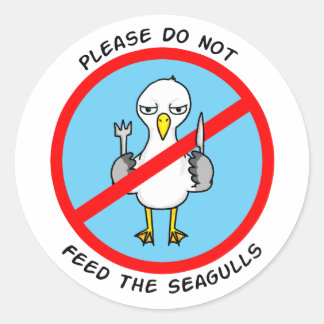 Please do not feed the seagulls classic round sticker