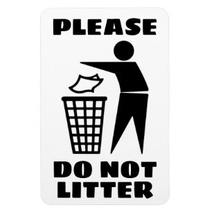 Please Do Not Litter Black and White Customised Magnet