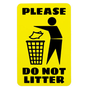 Please Do Not Litter Black and Yellow Customised Magnet